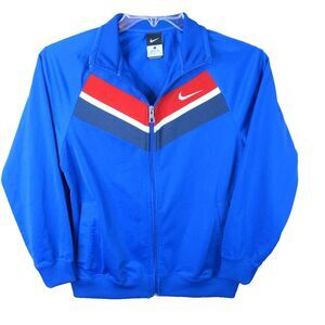 Nike Track Jacket Women's Large Full Zip Red White Blue‎ Athletic Logo